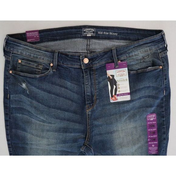 Signature by Levi Strauss Women's Sz 20 Gold Label Mid-Rise Skinny Denim Jeans - Picture 3 of 5